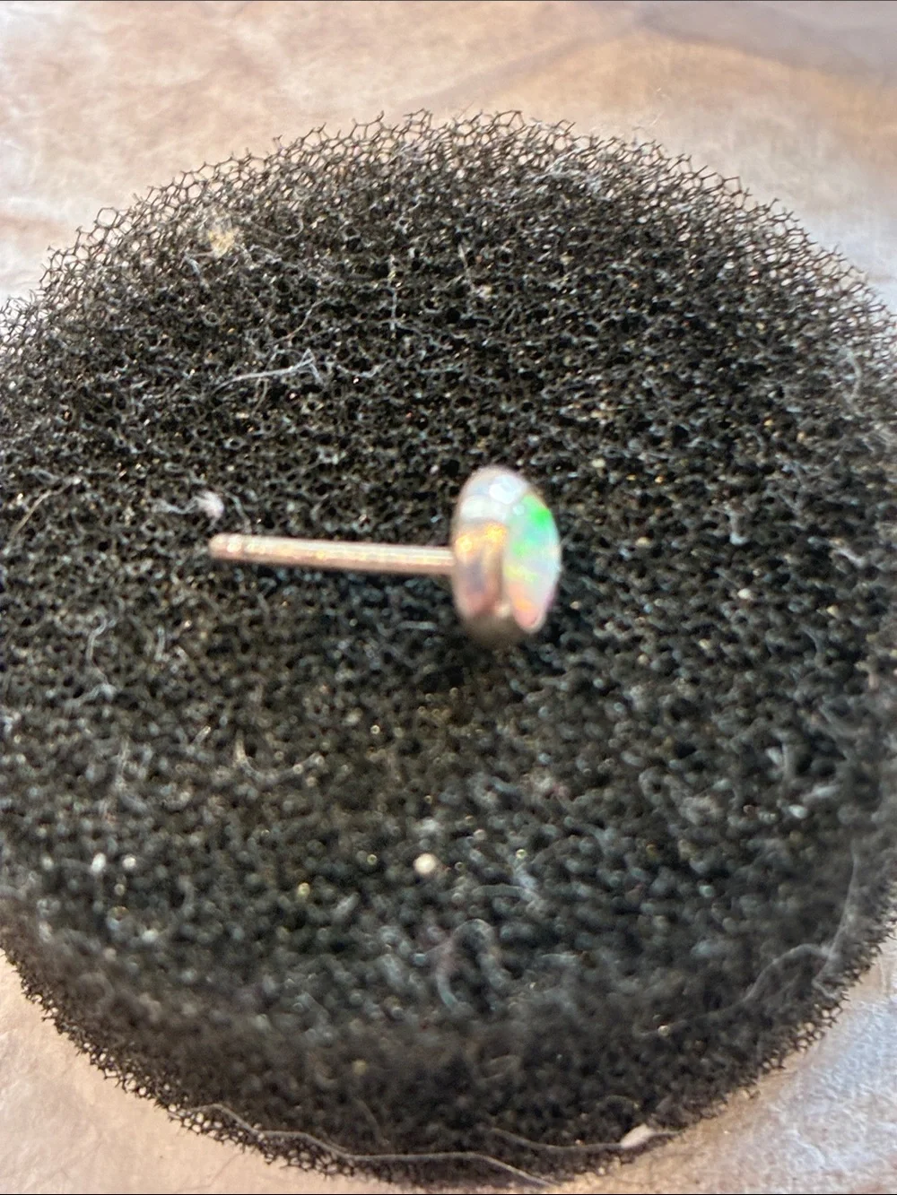 Single 10K Opal Cabochon Earring Lots of Flash!